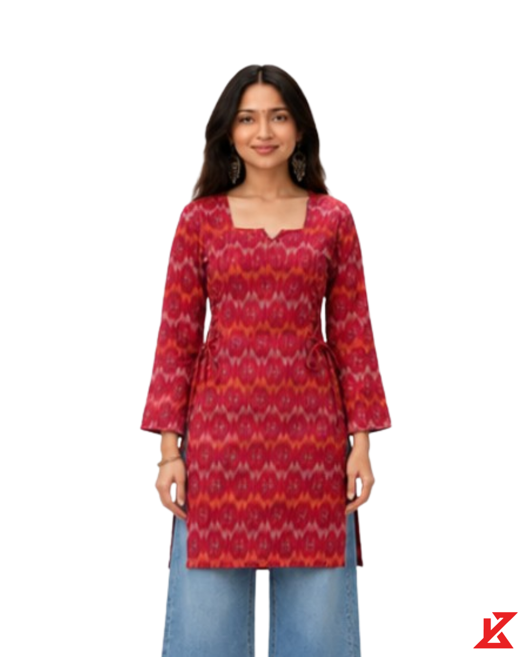 Kawsturi Square Neck & Side Tie-Up kurti