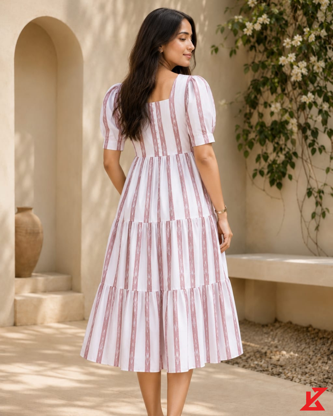 Gulbahar Sambalpuri Tiered Midi Dress