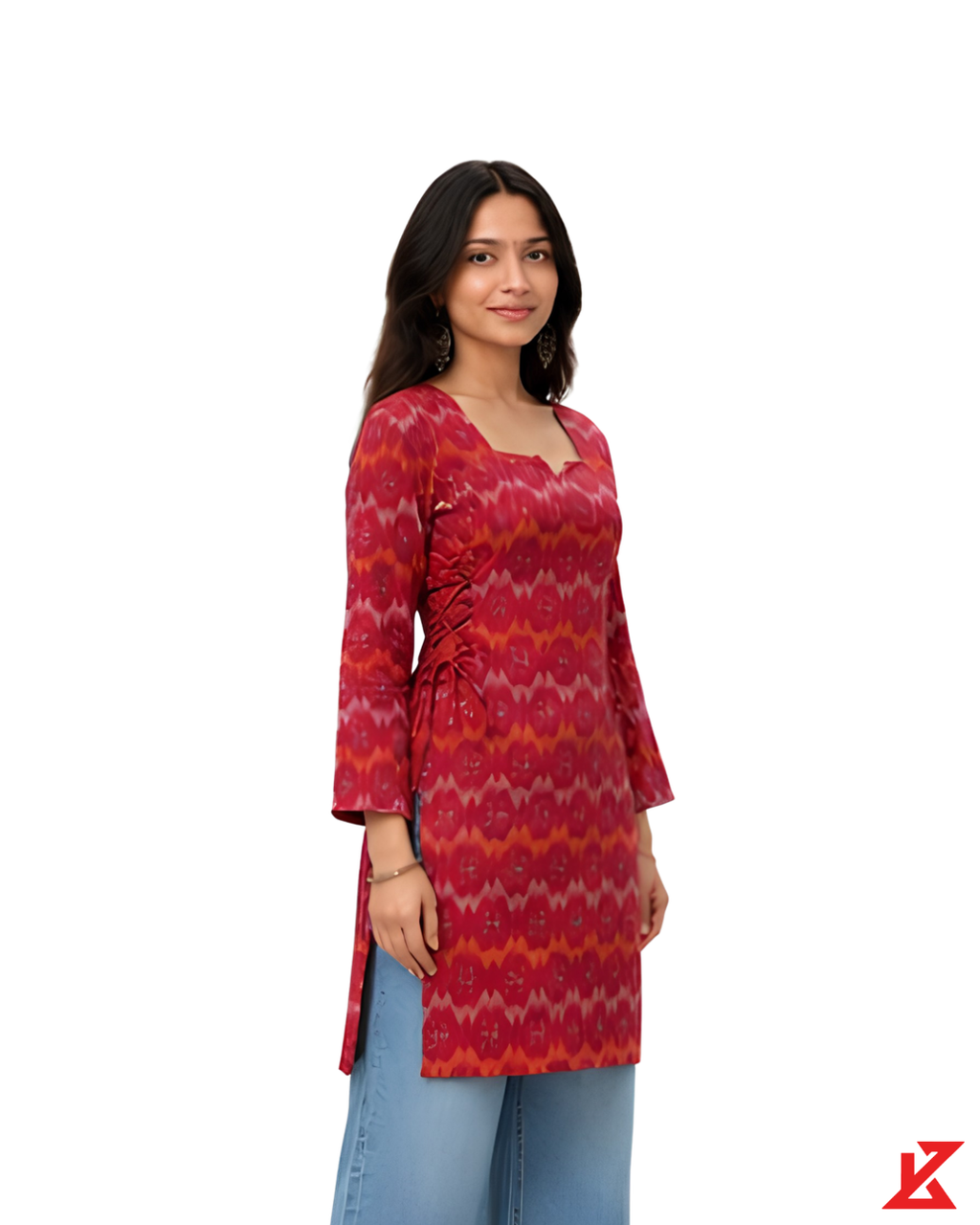 Kawsturi Square Neck & Side Tie-Up kurti