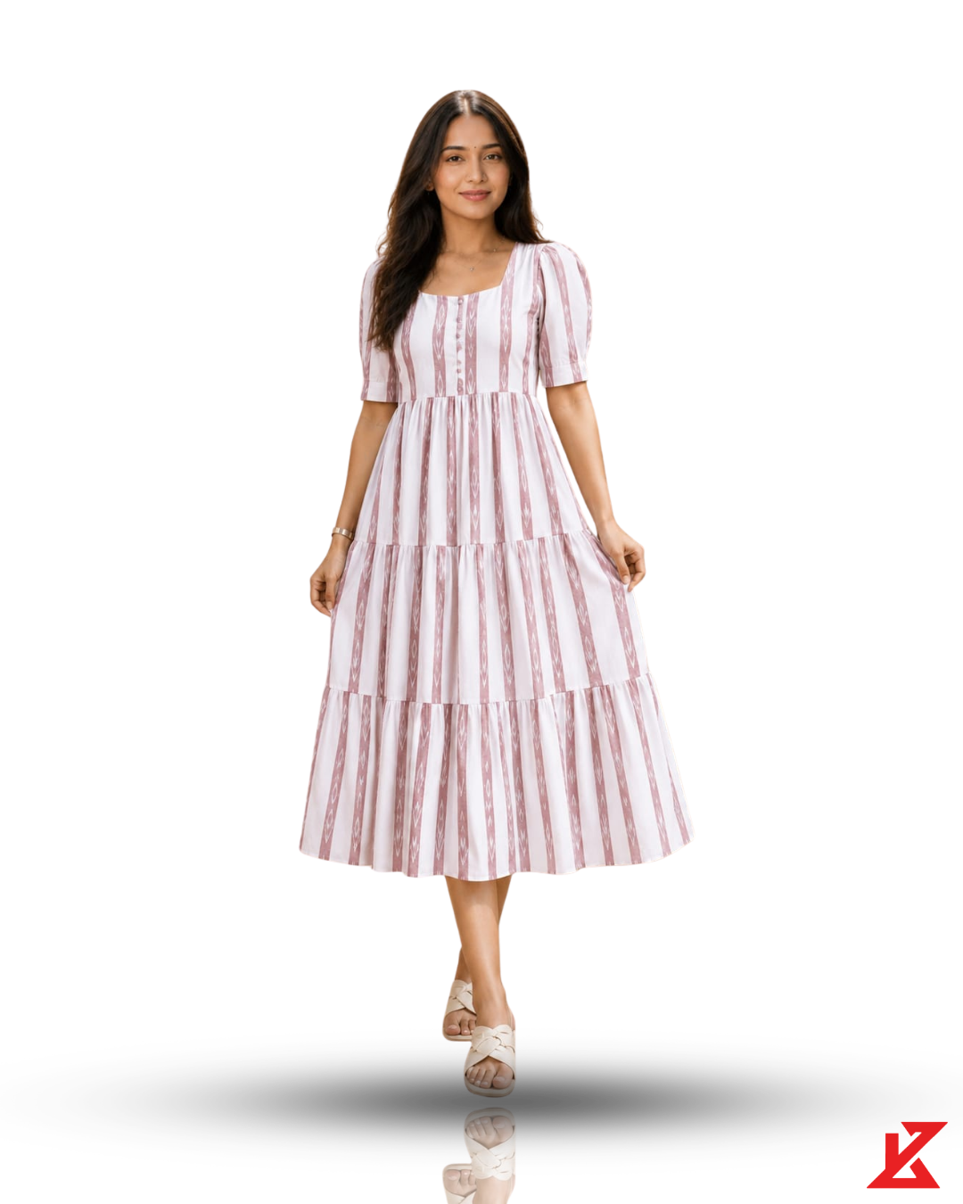 Gulbahar Sambalpuri Tiered Midi Dress
