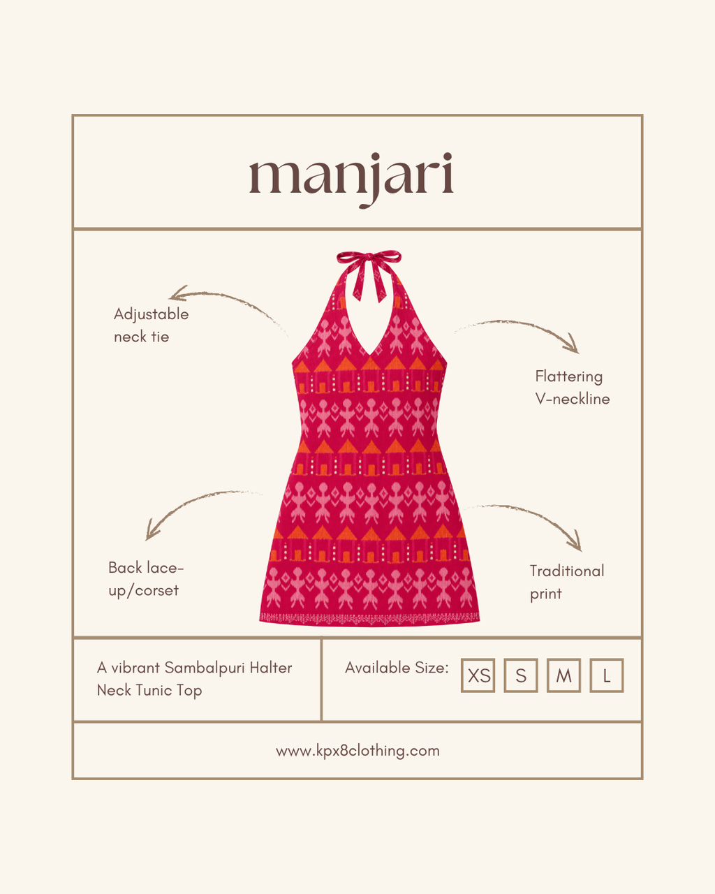 MANJARI Sleeveless Halter Neck Tunic Top