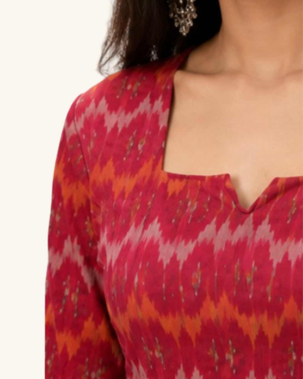Kawsturi Square Neck & Side Tie-Up kurti