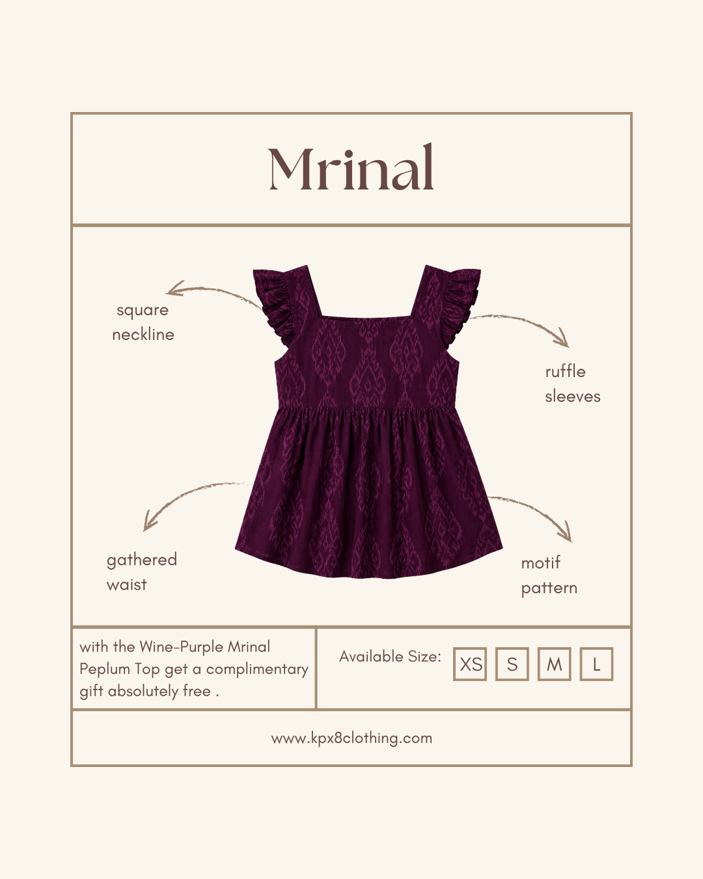 Wine-Purple Mrinal Peplum Top