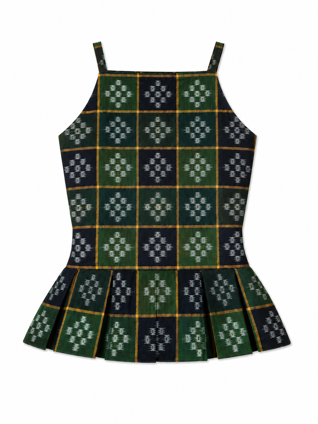 Emerald Ikat Peplum Top