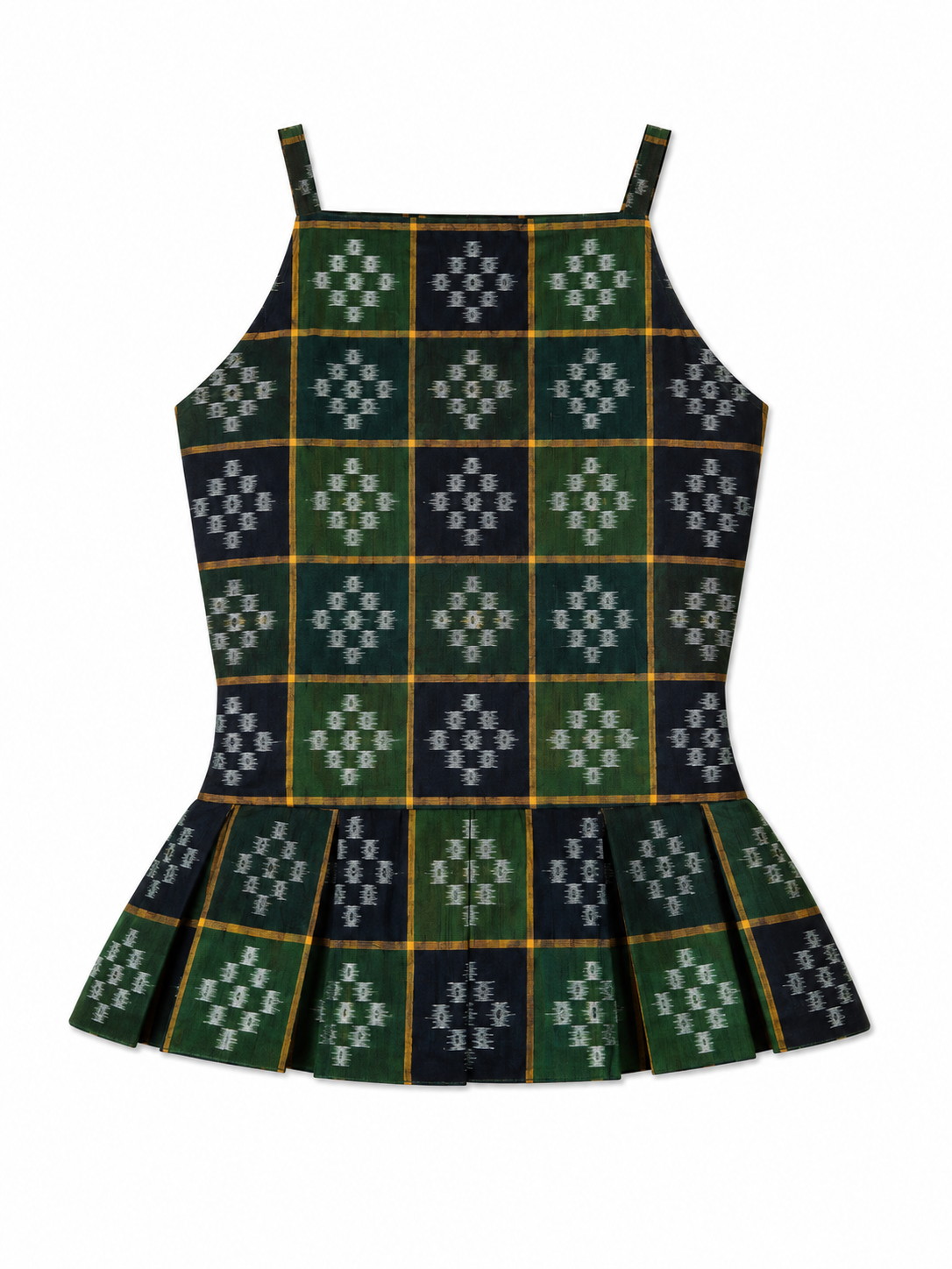 Emerald Ikat Peplum Top