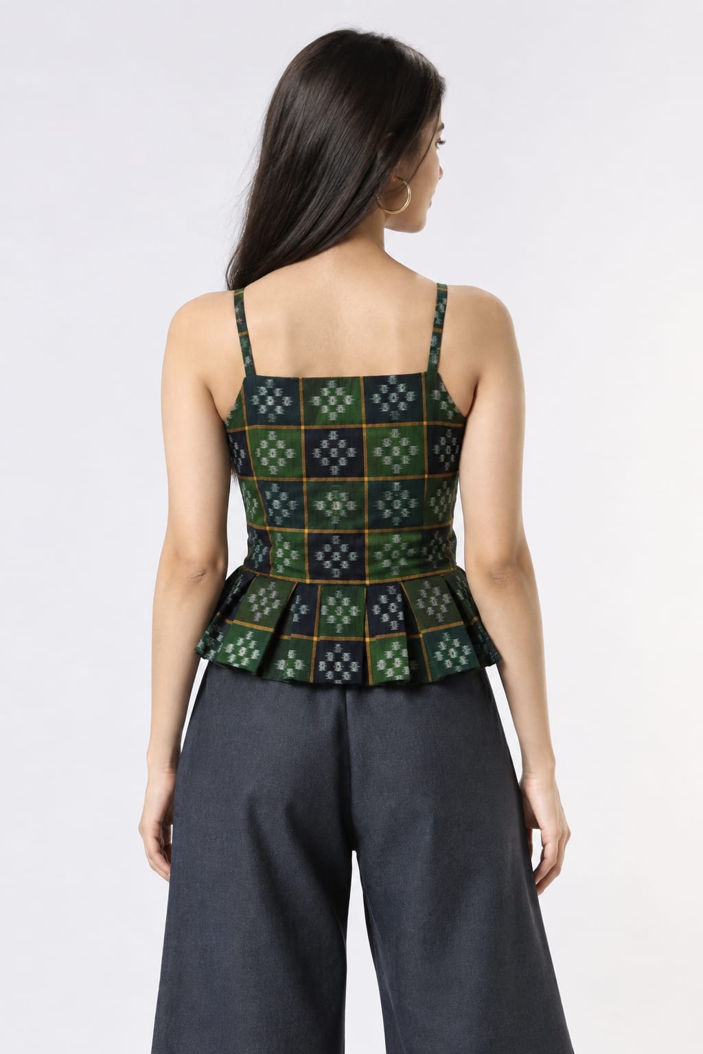 Emerald Ikat Peplum Top