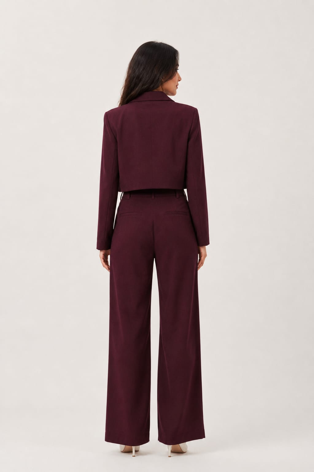 Wine Crop Blazer Co-Ord Set