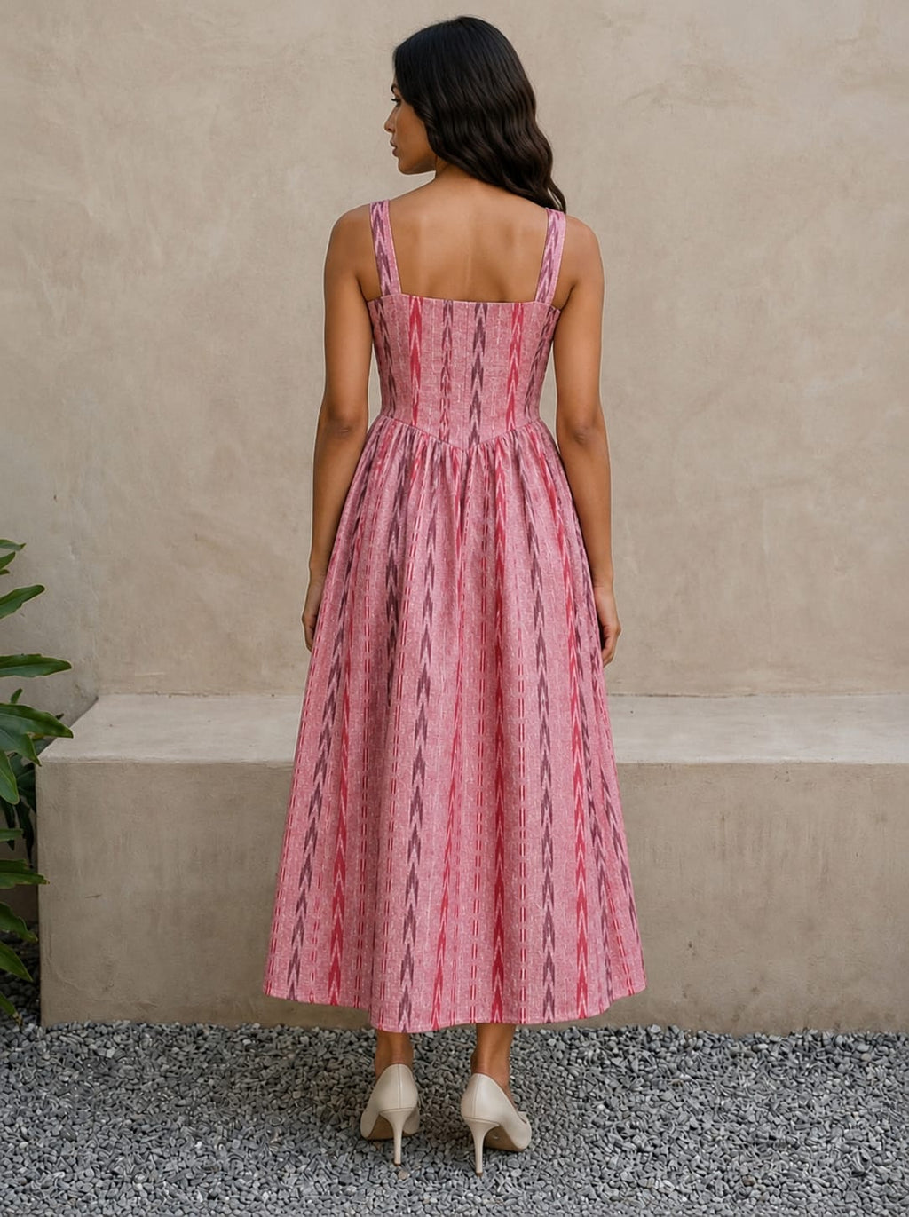 Fit & Flare Ethnic Fusion Midi Dress